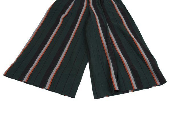 イッセイミヤケISSEY MIYAKE リネン混紡ストライプ織りワイドパンツ
