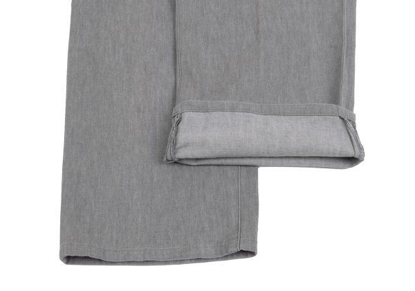 パパスPapas 本物 コットンリネン混ストレッチテーパードパンツ グレー50L