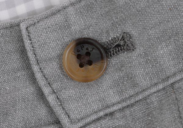 パパスPapas 本物 コットンリネン混ストレッチテーパードパンツ グレー50L