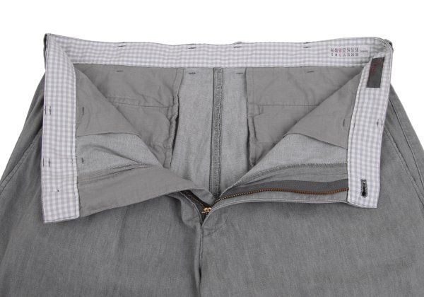 パパスPapas 本物 コットンリネン混ストレッチテーパードパンツ グレー50L