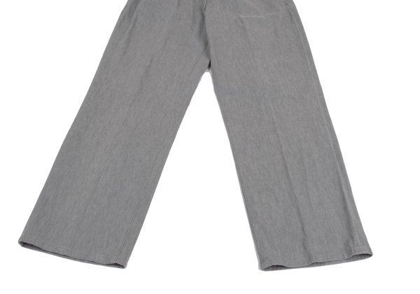 PAPAS パパス パパスPapas 本物 コットンリネン混ストレッチテーパードパンツ グレー50L