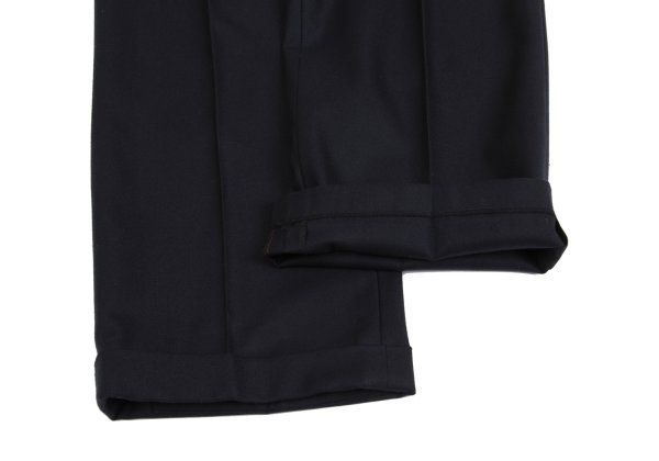 パパスPapas カシミヤ混ウールツータックダブルパンツ 紺50L