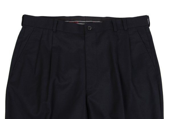 パパスPapas カシミヤ混ウールツータックダブルパンツ 紺50L