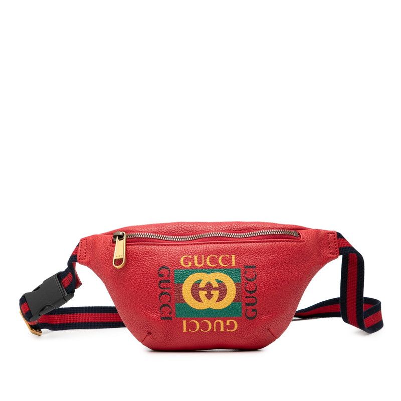 グッチ ロゴ ボディバッグ ウエストバッグ 527792 レッド レザー レディース GUCCI 1-0244486