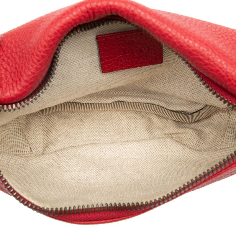 グッチ ロゴ ボディバッグ ウエストバッグ 527792 レッド レザー