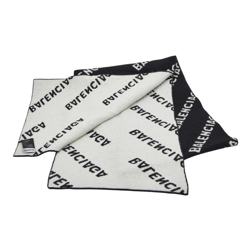 バレンシアガ ロゴ 633719 ブラック ホワイト ウール ポリエステル レディース 1 0244779