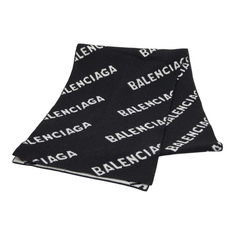 バレンシアガ ロゴ 633719 ブラック ホワイト ウール ポリエステル レディース 1 0244779