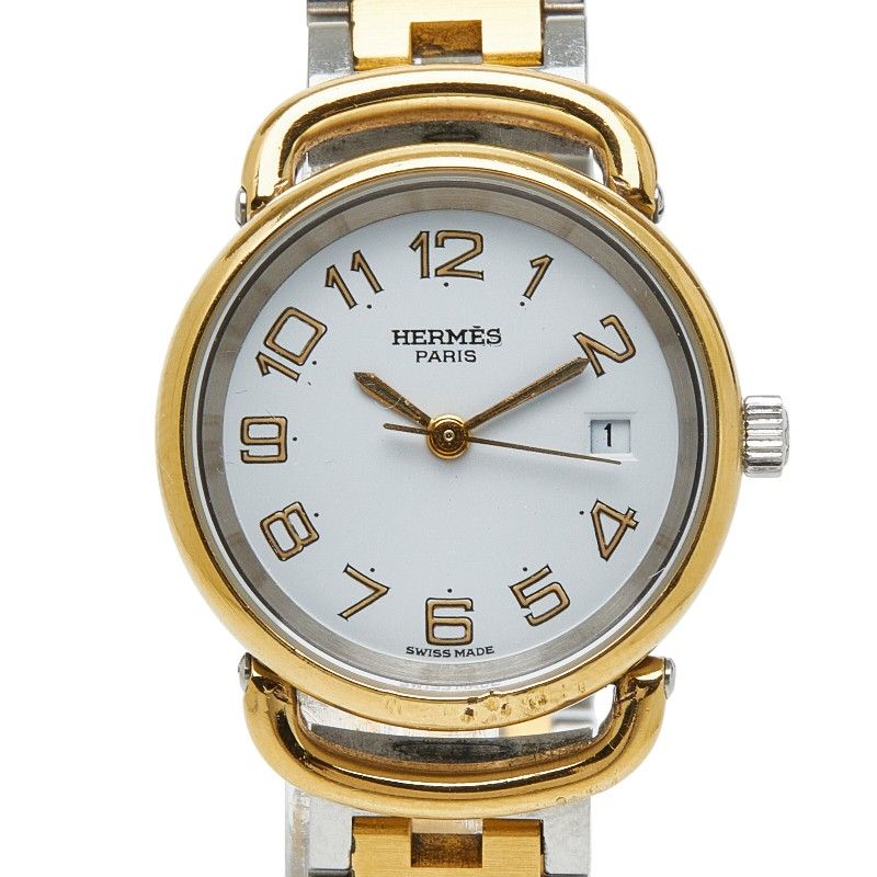エルメス プルマン シルバー ゴールド ステンレススチール メッキ レディース HERMES 1-0245218
