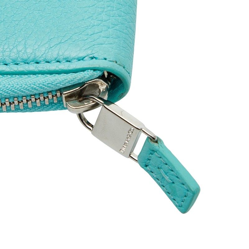 ティファニー ラウンドファスナー 長財布 ティファニーブルー レザー