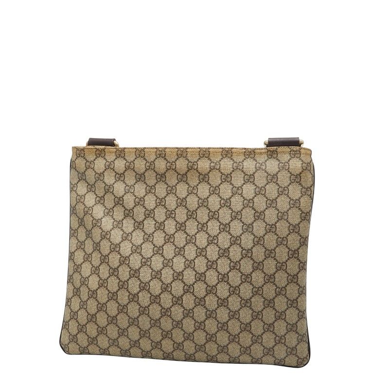 グッチ GGスプリーム 斜め掛け ショルダーバッグ 201446 ベージュ ブラウン PVC レザー メンズ GUCCI 1-0247075