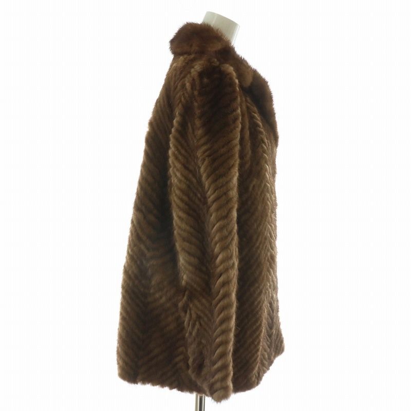 ノーブランド ファーコート アウター 毛皮 ミンク ミドル ヘリンボーン