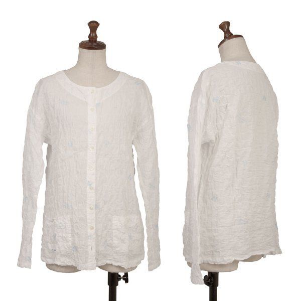 マドモアゼルノンノンMademoiselle NON NON ロゴ刺繍ノーカラー