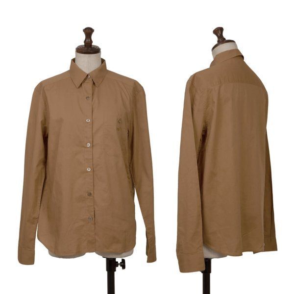 マドモアゼルノンノンMademoiselle NON NON トリコロールポイント刺繍長袖シャツ キャメル38M