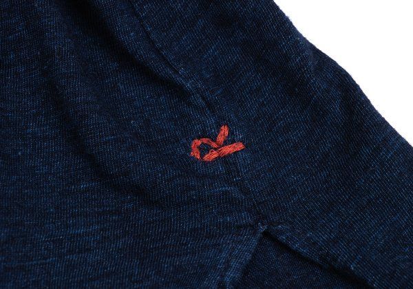 45rpm ロゴ刺繍 インディゴ 藍染め トップス ヘンリーネック 長袖 L