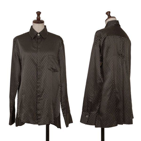 ワイズY's コットンシルクドットプリントシャツ 黒アイボリー2