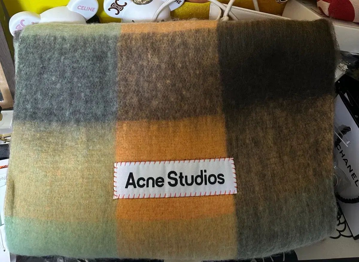 Acne Studios アクネストゥディオズ モヘアウールマフラー グリーン ブラウン CHECK