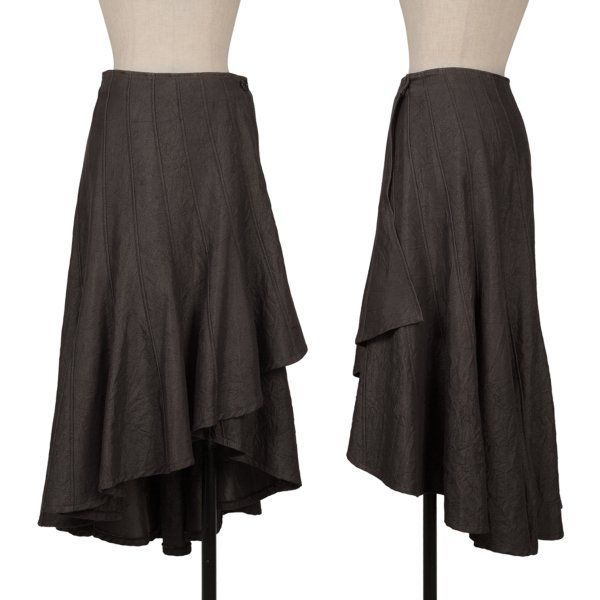 グレースコンチネンタルGRACE CONTINENTAL コットンポリシワ加工ラップスカート 茶36