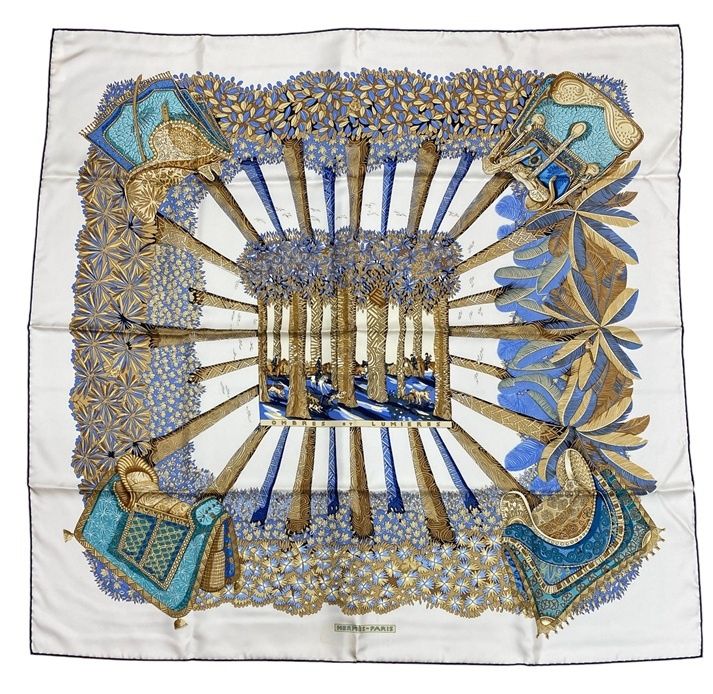 HERMES エルメス カレ90 OMBRES ET LUMIERES 影と光 シルクスカーフ