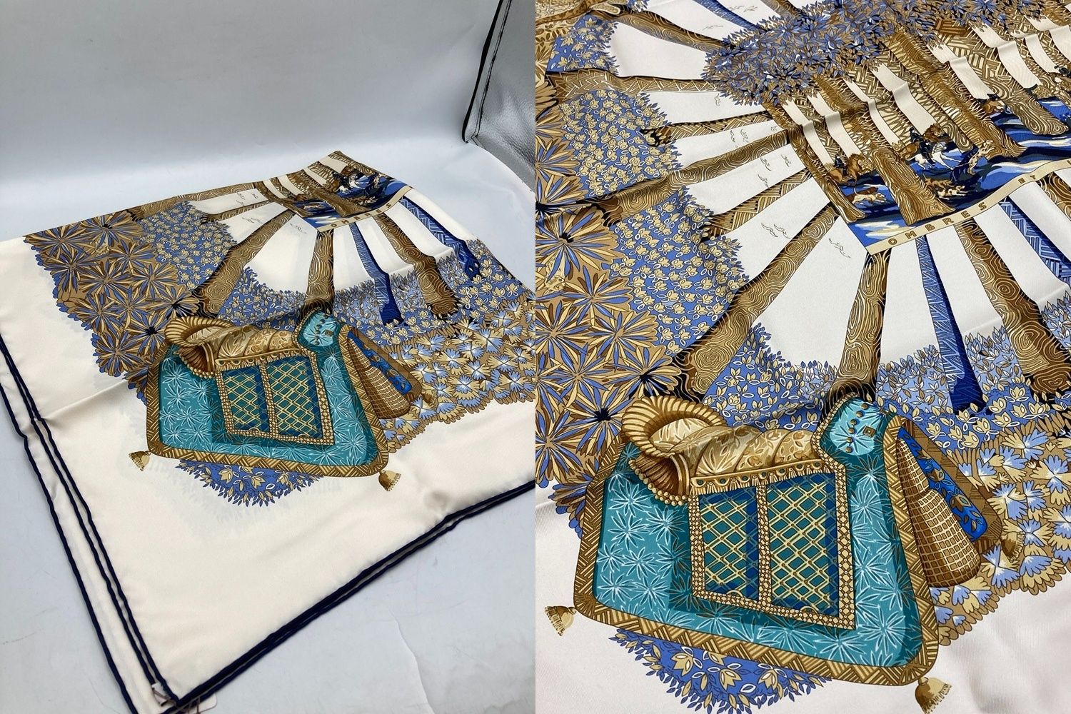 HERMES エルメス カレ90 OMBRES ET LUMIERES 影と光 シルクスカーフ