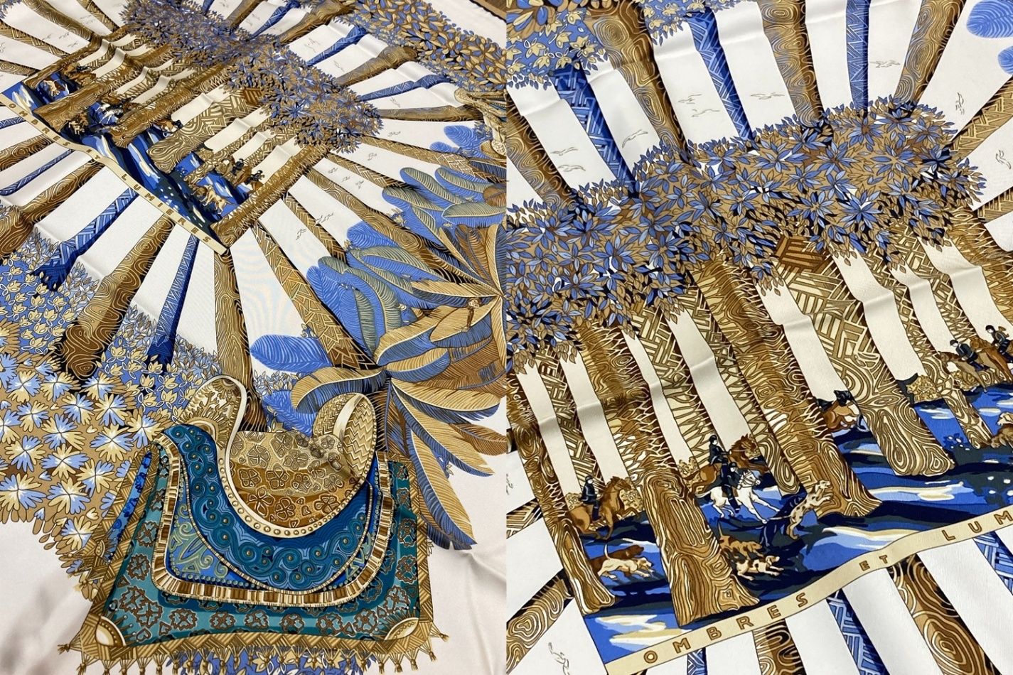 HERMES エルメス カレ90 OMBRES ET LUMIERES 影と光 シルクスカーフ