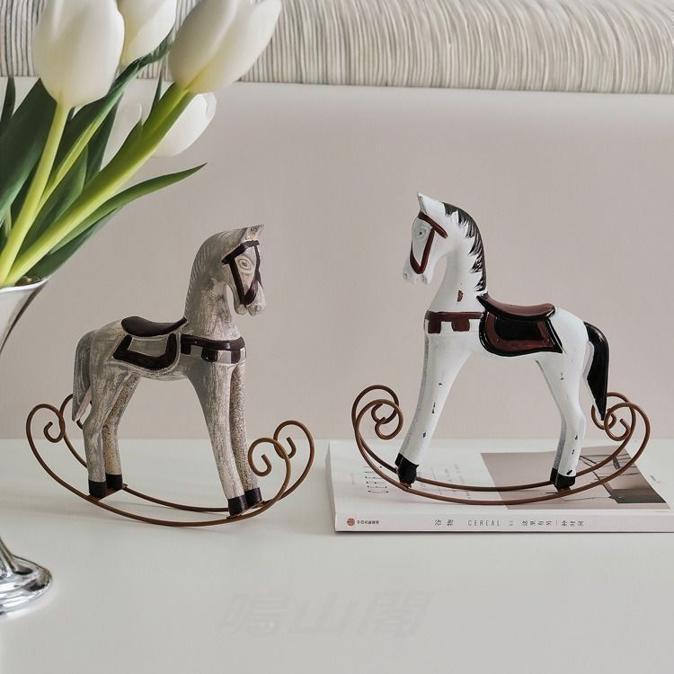 ロッキングホース 木馬オブジェ 木製 置物 馬 アンティーク