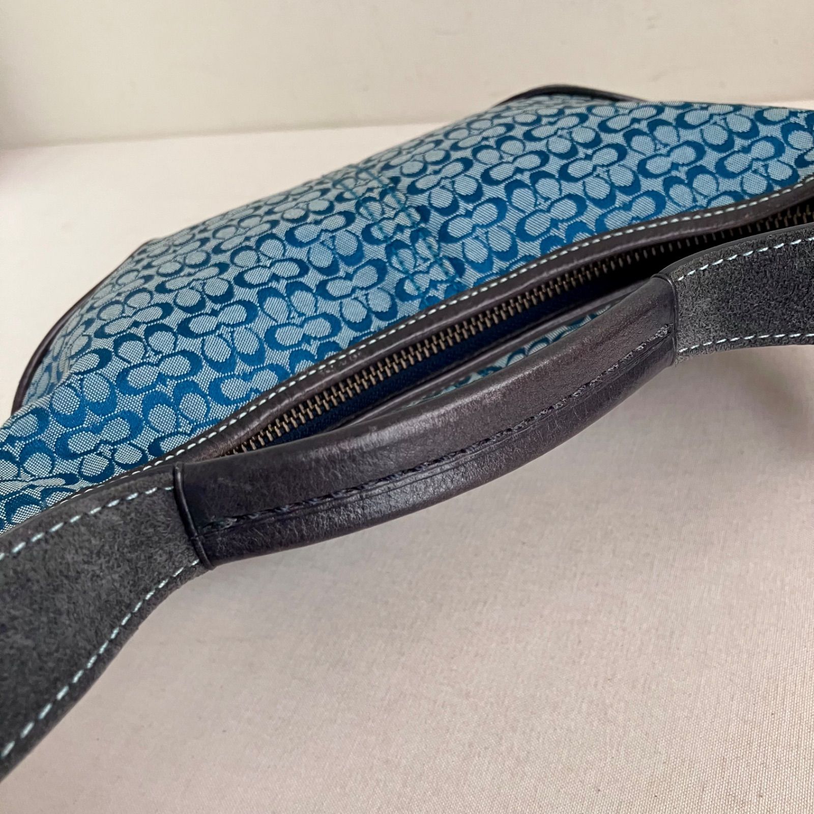 Vintage Coach y2k Mini Soho Hobo Shoulder Bag Suede Blue Mini