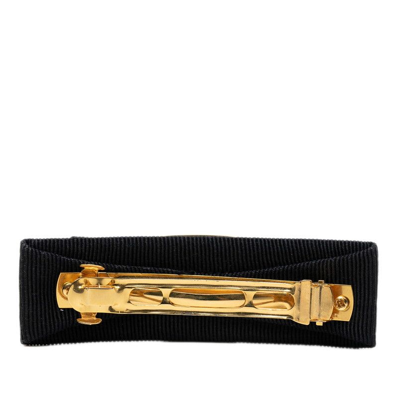 サルヴァトーレフェラガモ ヴァラ リボン バレッタ 髪留め ブラック ナイロン メッキ レディース Salvatore Ferragamo 1 0244884