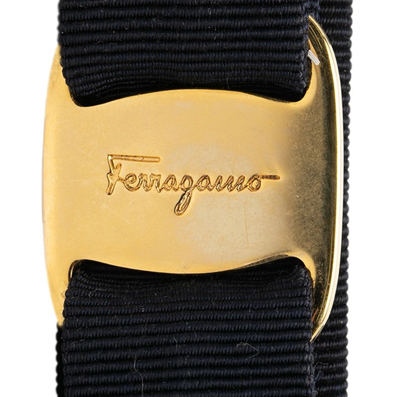 サルヴァトーレフェラガモ ヴァラ リボン バレッタ 髪留め ブラック