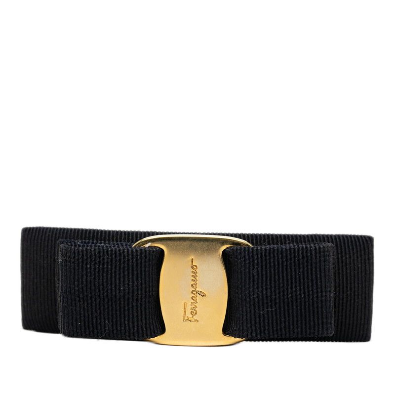 サルヴァトーレフェラガモ ヴァラ リボン バレッタ 髪留め ブラック ナイロン メッキ レディース Salvatore Ferragamo 1 0244884