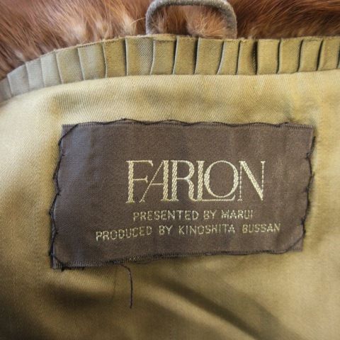 FARION ファーコート ミンク 毛皮 ミドル丈 ストライプ 9 ライト