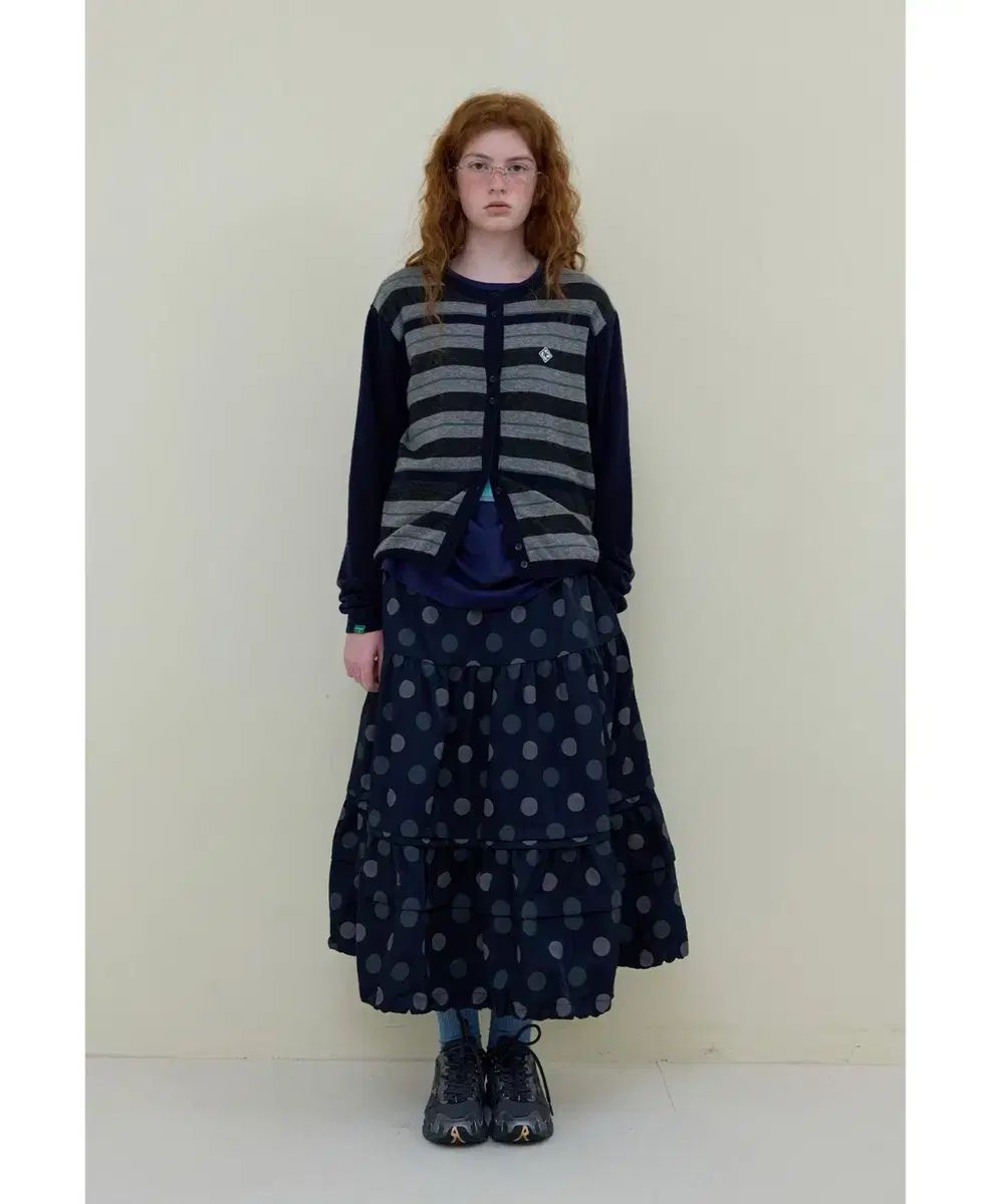 NOCONTENT ドット シャーリング スカート ネイビー