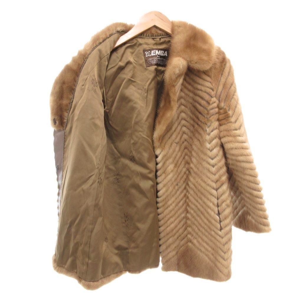 エンバ EMBA ファーコート 毛皮 ミンクファー ミドル ハーフ丈 茶