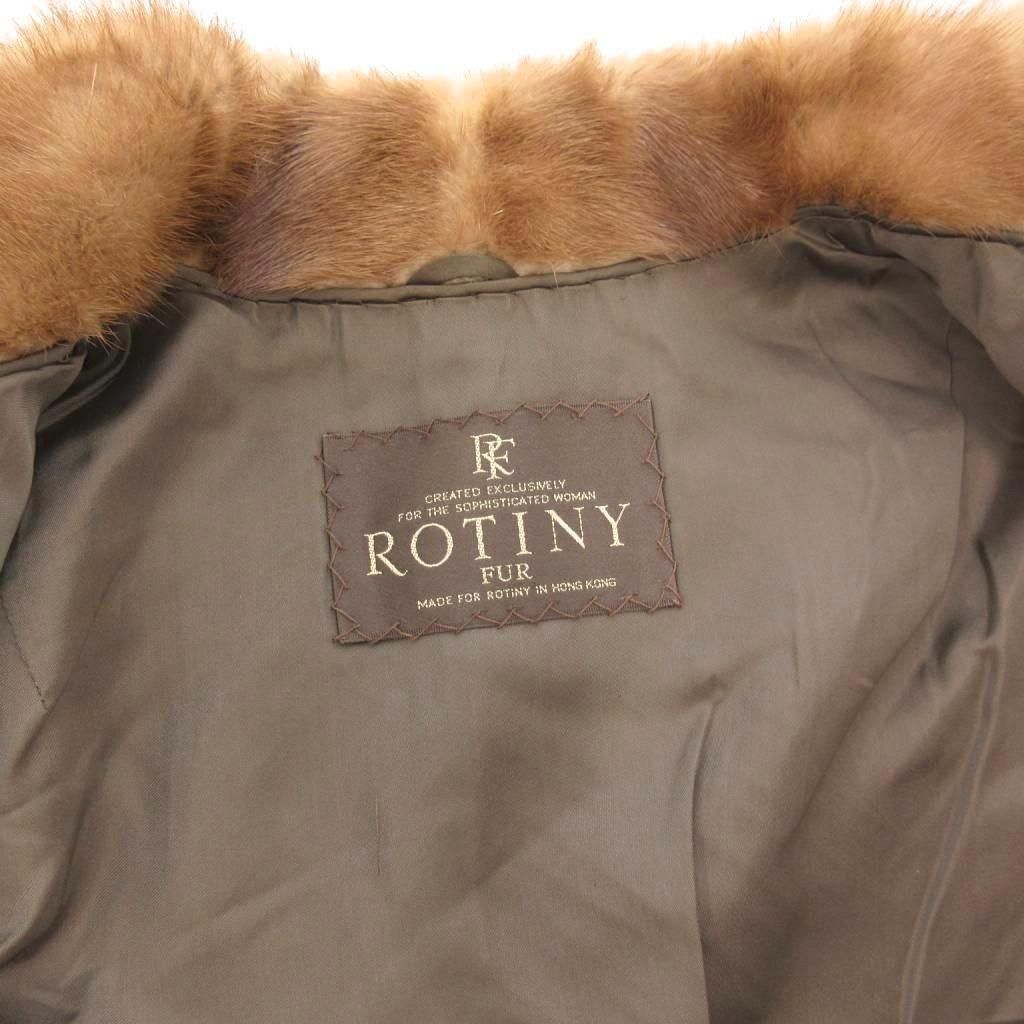 ロティニー ROTINY ファーコート ミンク 毛皮 ミドル丈 ストライプ 茶