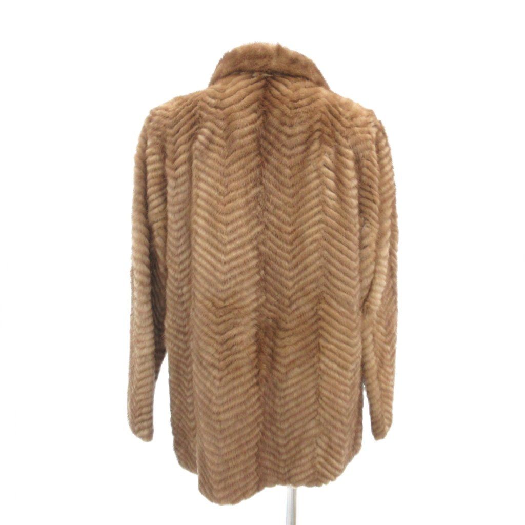 ノーブランド ファーコート 15 毛皮 ミンクファー ヘリンボーン ミドル