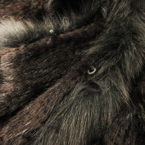 ノーブランド ファージャケット ポンチョ マント ミンクファー 毛皮 茶