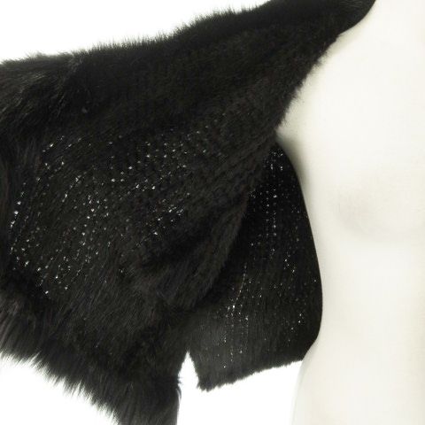 ノーブランド ファージャケット ポンチョ マント ミンクファー 毛皮 茶