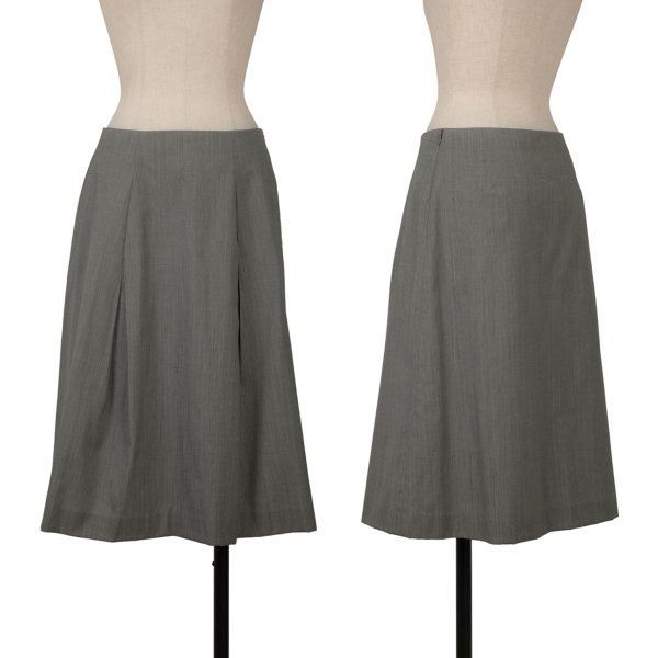 マーガレットハウエルMARGARET HOWELL ウールコットンタック台形スカート グレー2