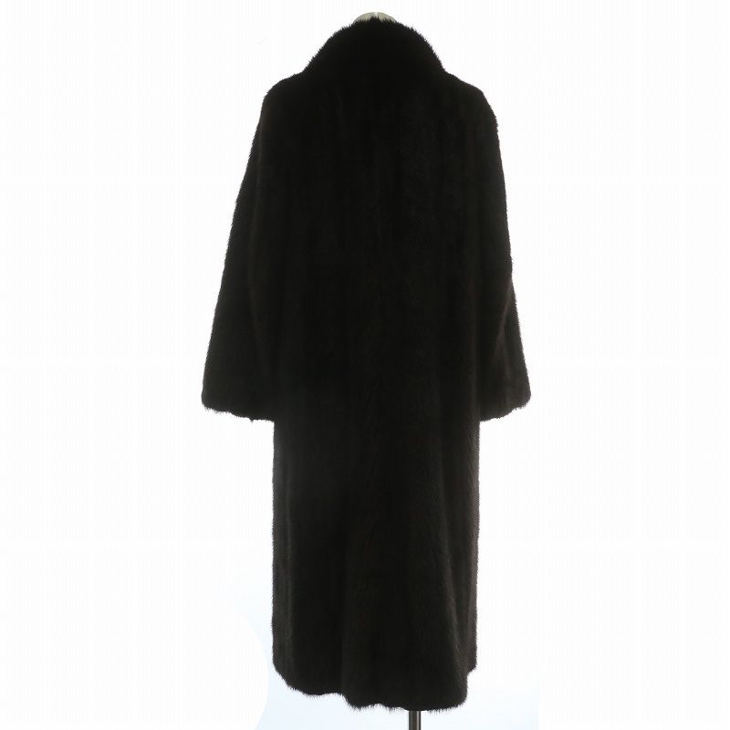 ノーブランド ファーコート アウター 毛皮 ミンク ロング 11 L ダーク