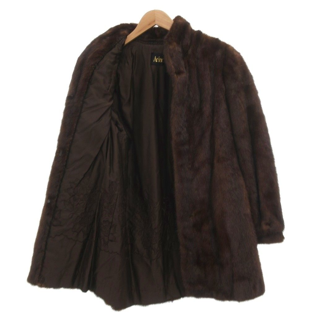 アリアンナ ARIANNA ミンクファーコート 毛皮 9 茶 ブラウン /JS