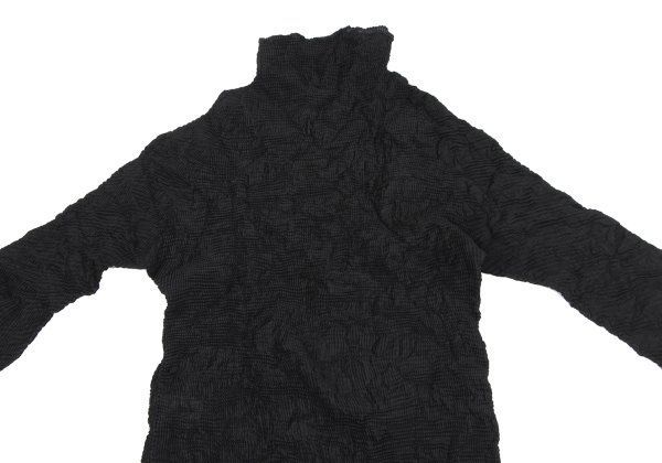 イッセイミヤケISSEY MIYAKE シワプリーツハイネックカットソー 黒M