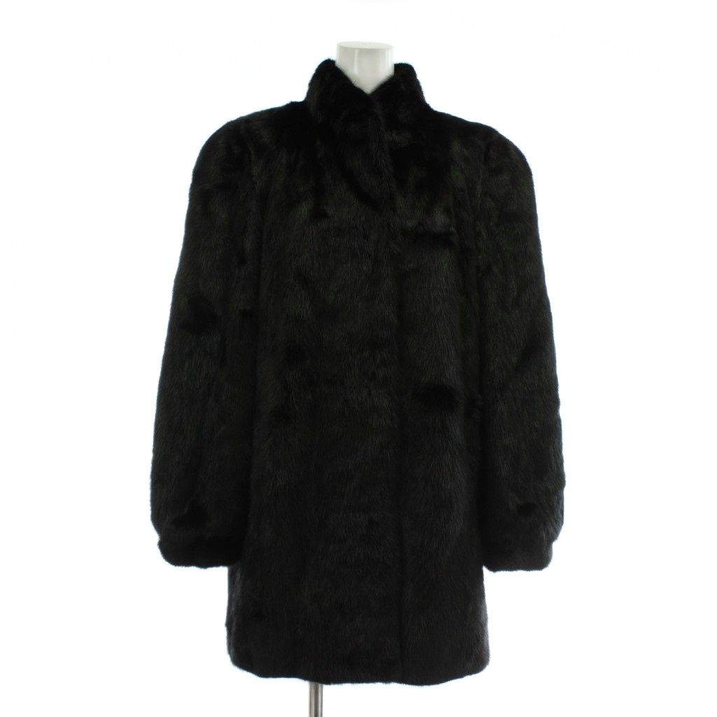 【中古】ノーブランド ファーコート アウター 毛皮 ミンク ミドル 肩パッド 15 XXL 黒 ブラック /XZ ■GY18 ノーブランド ファーコート アウター 毛皮 ミンク ミドル 肩パッド 15