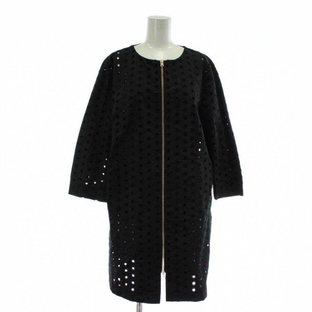 ヘルノ HERNO ノーカラージャケット カットアウト 刺繍 ジップアップ