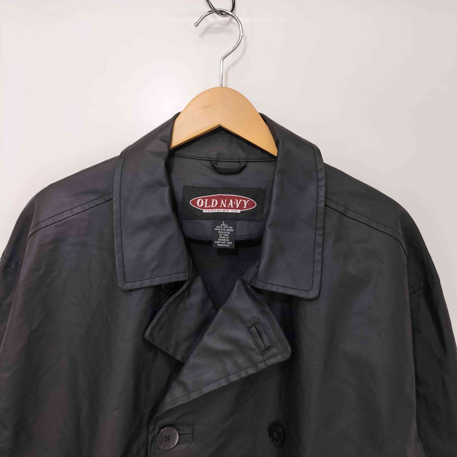 OLD NAVY(オールドネイビー) 90s PVC コーティング マルチポケット ダブルブレスト コットン ピーコート メンズ import：L 【中古】【ブランド古着バズストア】 オールドネイビー OLD NAVY 90s PVC コーティング マルチポケット