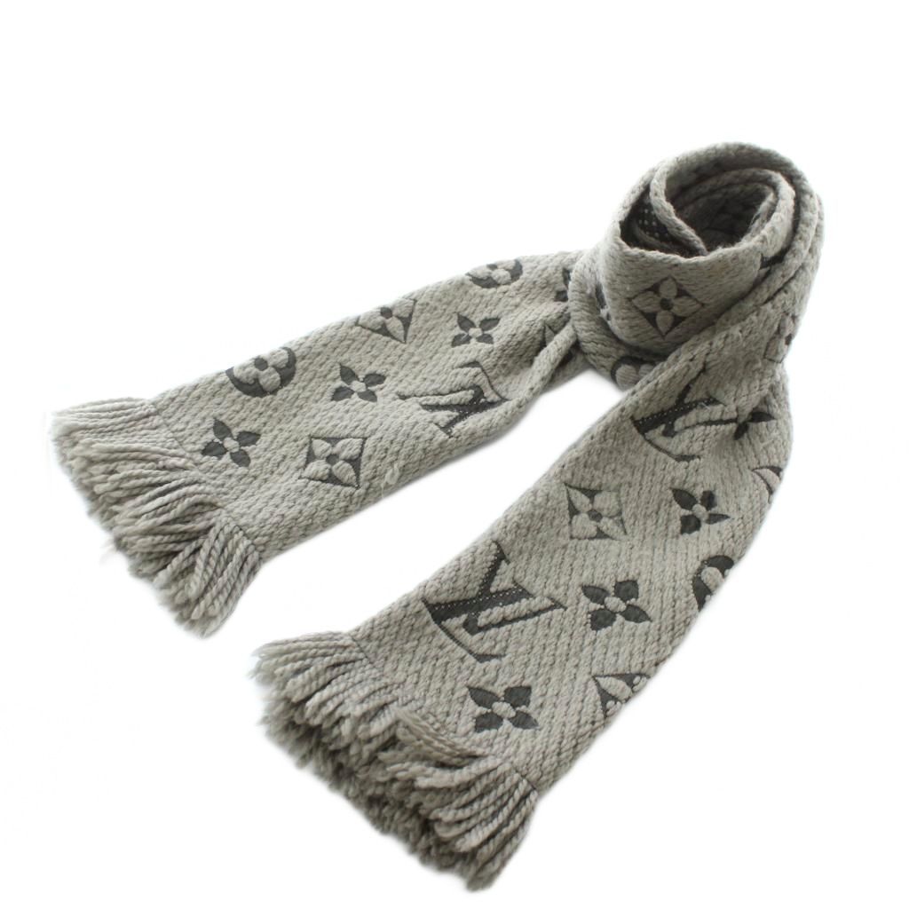 ルイヴィトン　ロゴデザイン フリンジ付きマフラー ルイヴィトン LOUIS VUITTON エシャルプ ロゴマニア マフラー ストール