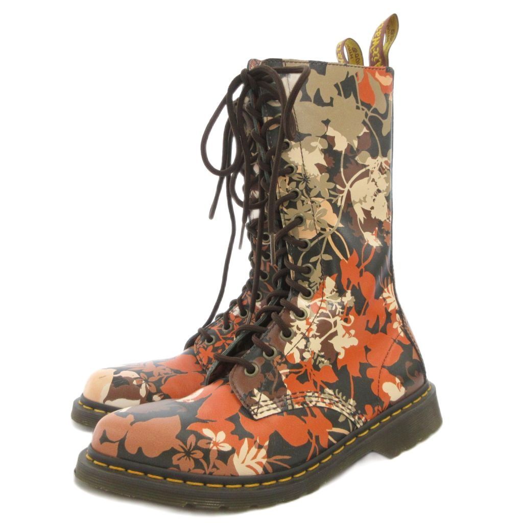 【中古】ドクターマーチン FALL FLORAL TALL 14 EYE POINTED TOE CERY ロングブーツ サイドジップ UK6 ドクターマーチン DR.MARTENS FALL FLORAL TALL 14 EYE POINTED TOE