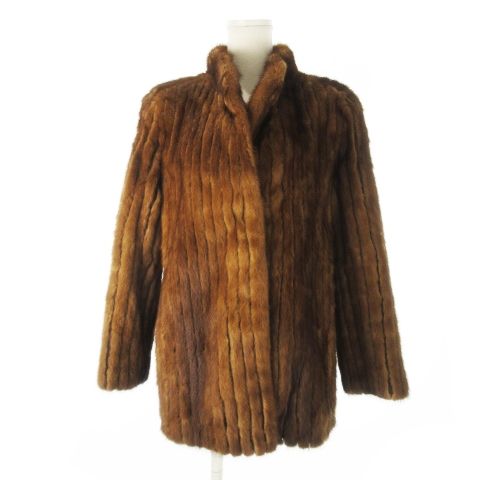 ✩美品✩ SAGA MINK サガミンク ファー 毛皮 茶 ブラウン 13号 L サガミンク SAGA MINK ファーコート ミンク 毛皮 スタンドカラー