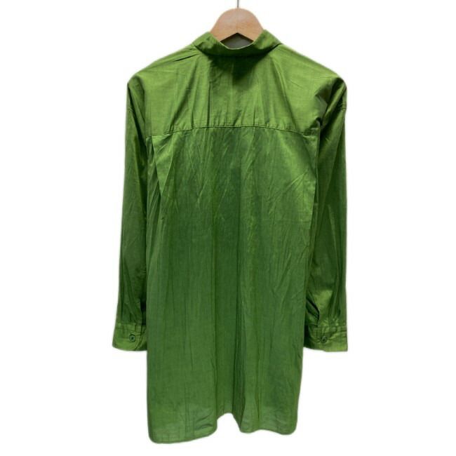 ISSEY MIYAKE プレーンシャツ 長袖 シャツ トップス 無地 レギュラーカラー 胸ポケット 光沢 日本製 ドメスティック 古着