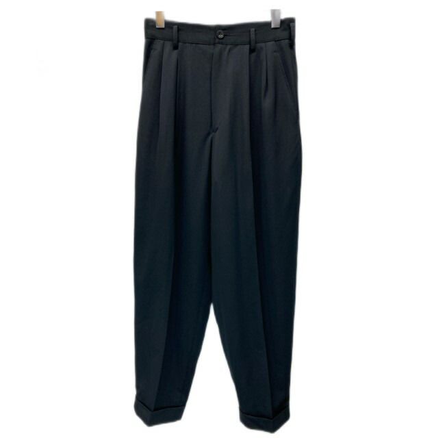 Y s スラックス テーパードパンツ イージーパンツ ボトムス ジップフライ 無地 ウール センタープレス ロールアップ ドメスティック 古着