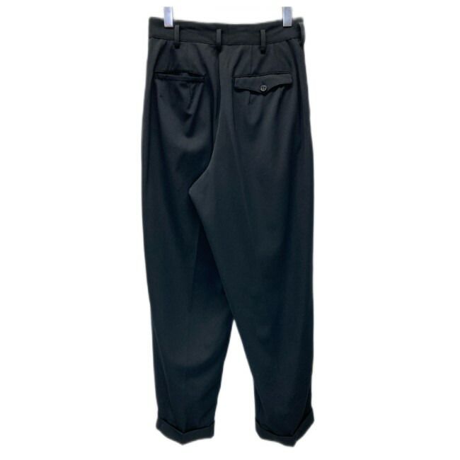 Y s スラックス テーパードパンツ イージーパンツ ボトムス ジップフライ 無地 ウール センタープレス ロールアップ ドメスティック 古着
