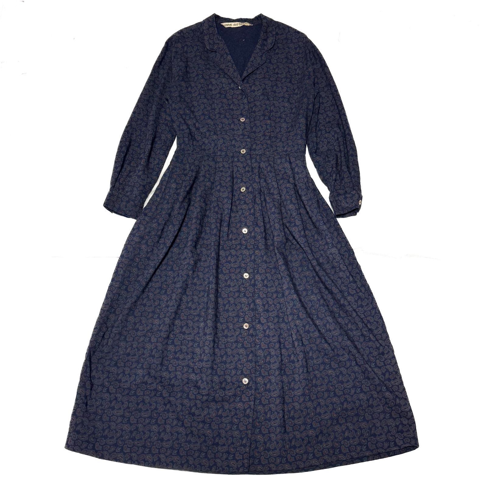 comme des garcons コムデギャルソン 80 s archive ギャバジン マキシ丈 ペイズリー シャツ ワンピース